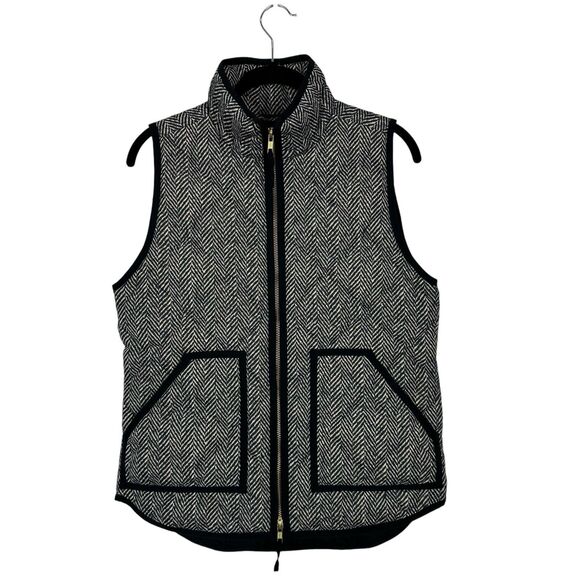 J Crew Down Vest Women XS Excursion Herringbone Quilted Preppy Outdoor - Picture 1 of 11